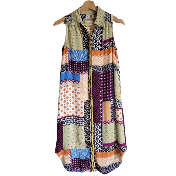 Anthropologie Everyway Patchwork Shirt Dress - Picture 2 of 10